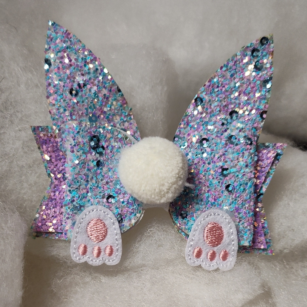 Sparkly Multicolor Bunny Ears Hair Clip